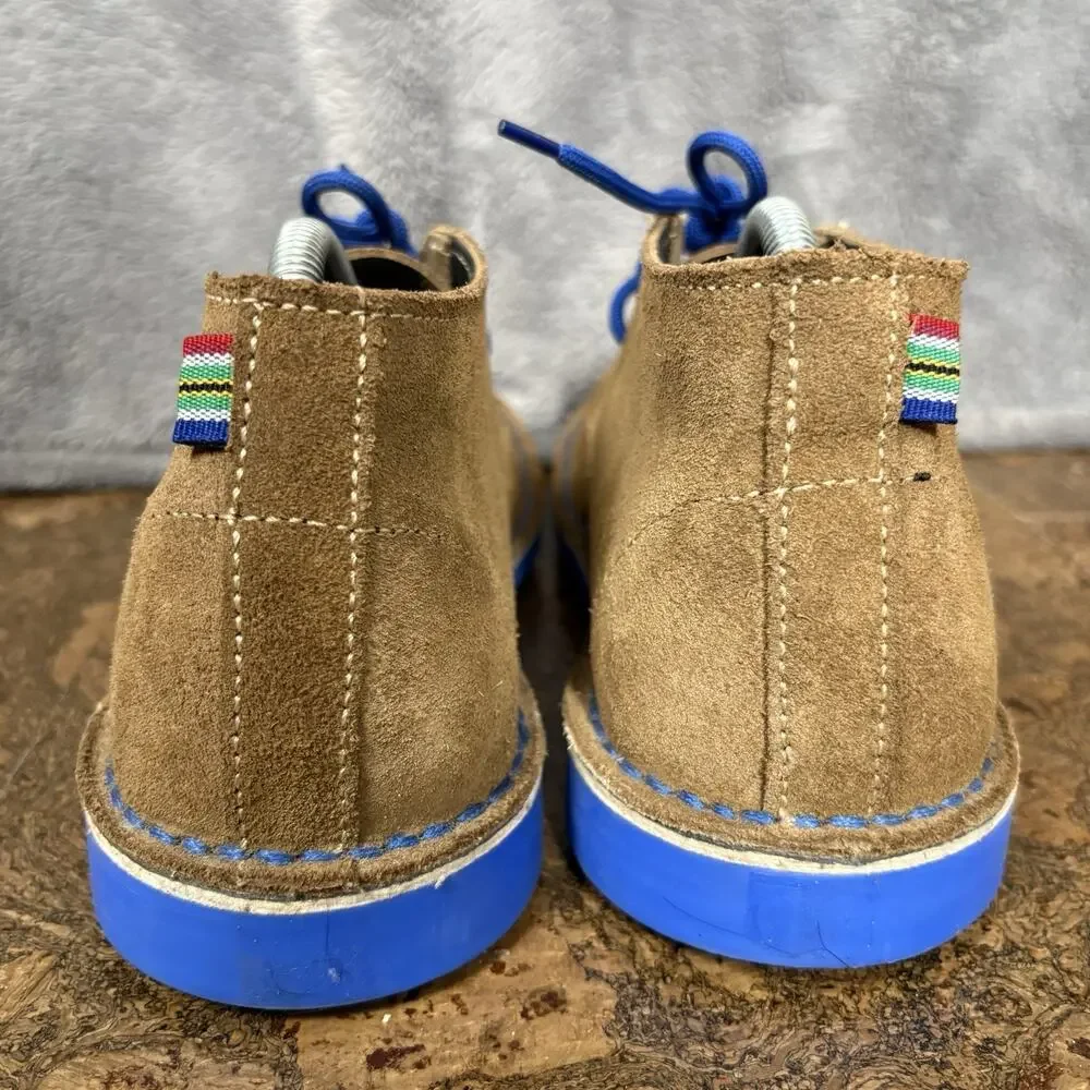 Veldskoen Chukka Boots Men's 9 Tan Suede Blue Sole South Africa Casual Desert